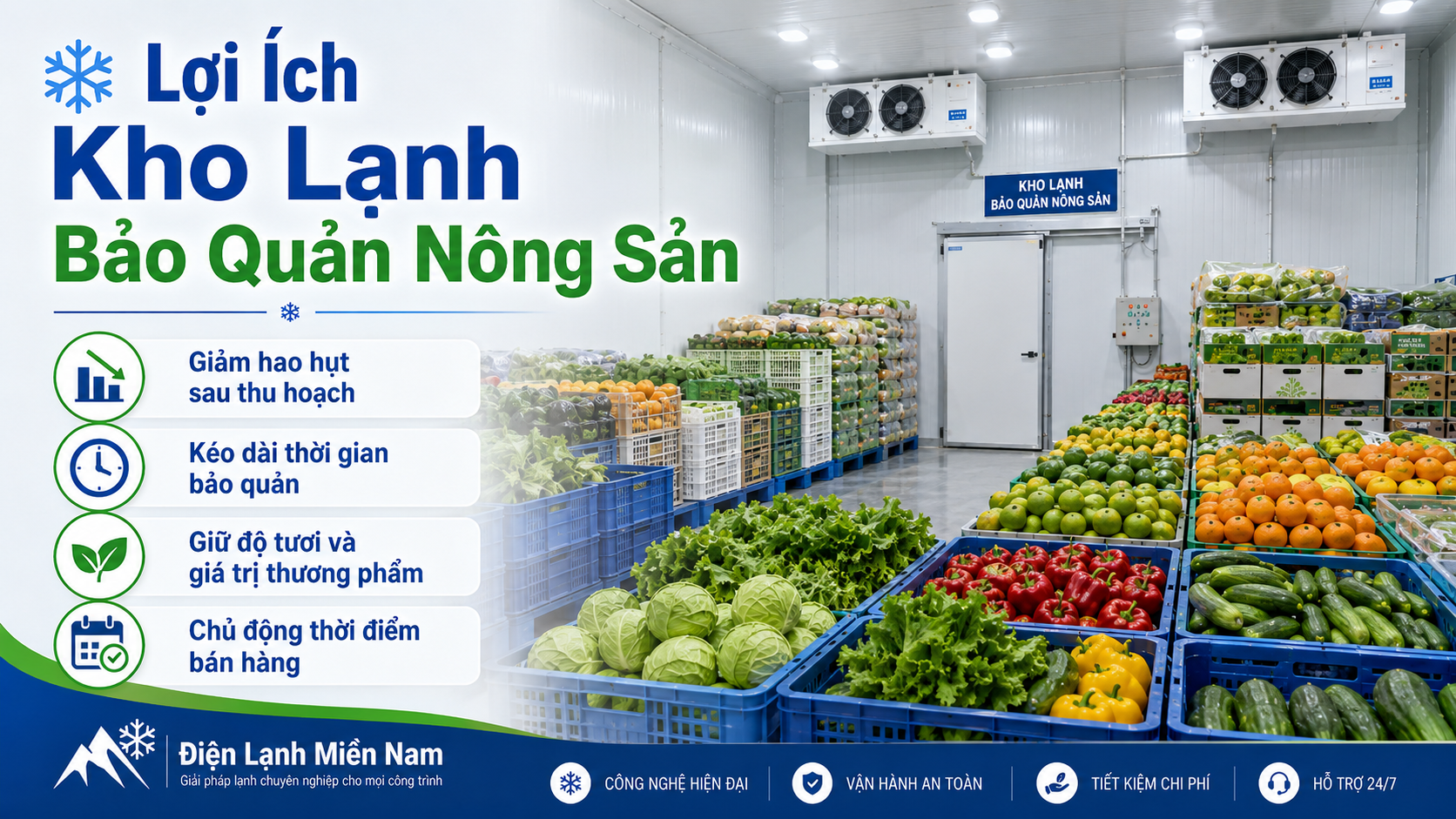 Lợi ích kho lạnh bảo quản nông sản giúp giảm hao hụt và kéo dài thời gian lưu trữ