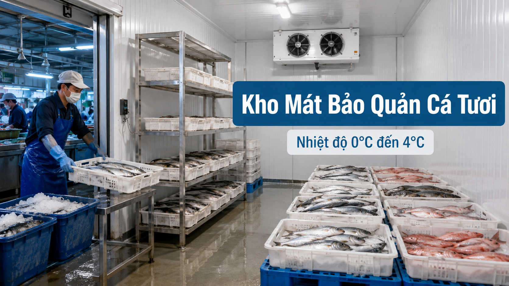 Kho mát bảo quản cá tươi ở nhiệt độ 0 đến 4 độ C cho nhà hàng và vựa cá