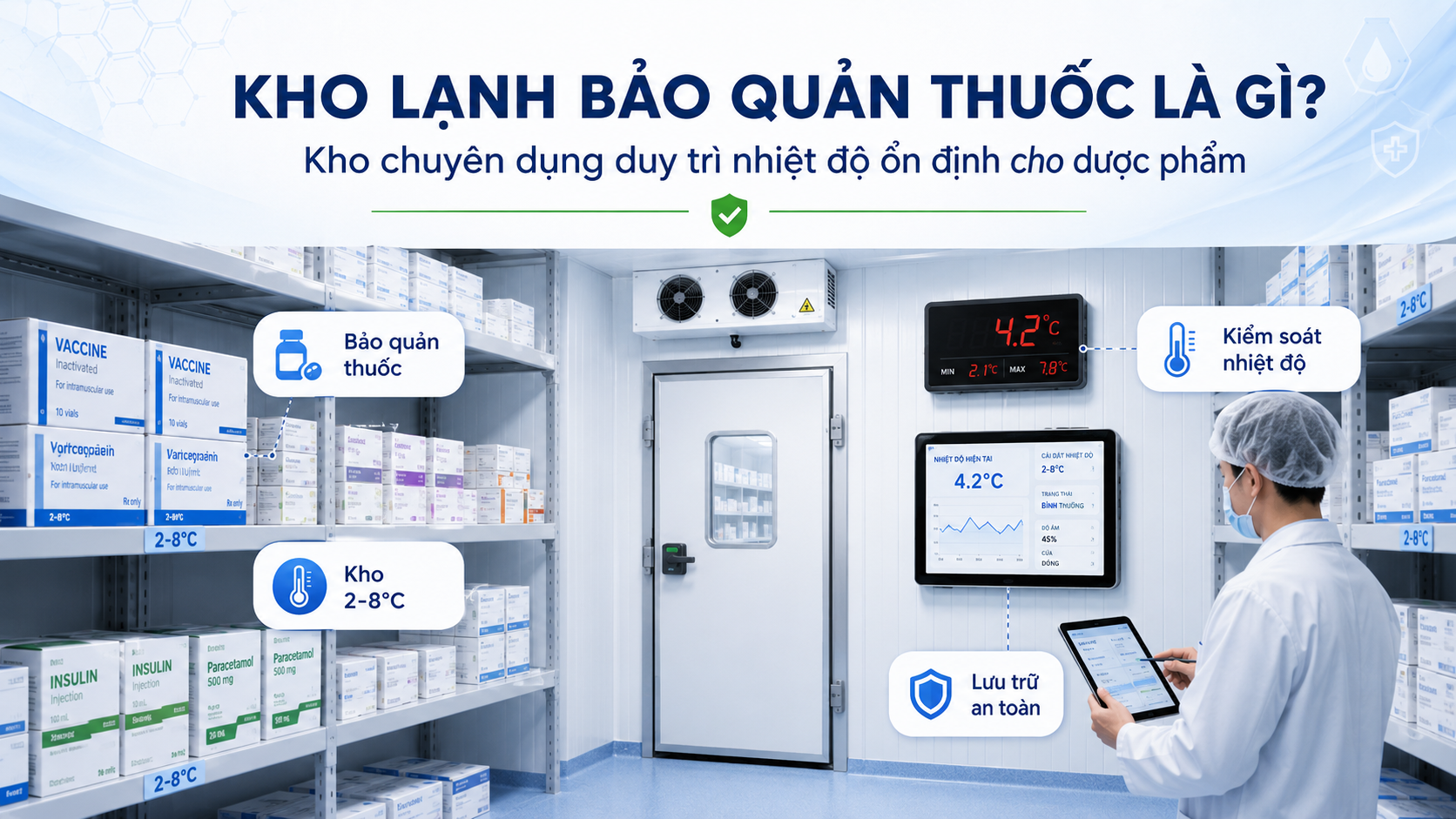 Kho lạnh bảo quản thuốc chuyên dụng duy trì nhiệt độ ổn định cho dược phẩm