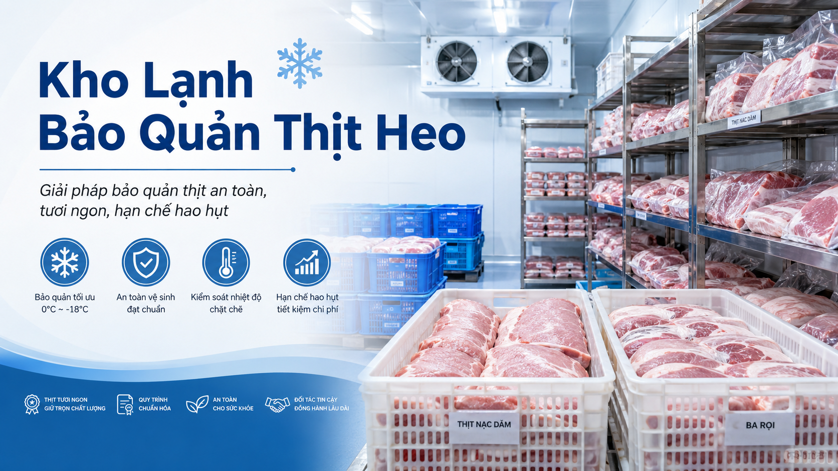 Kho lạnh bảo quản thịt heo chuyên nghiệp giúp giữ thịt tươi ngon và an toàn vệ sinh