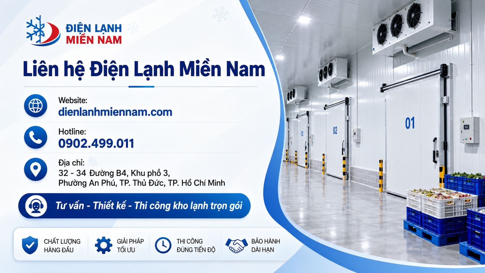 Liên hệ Điện Lạnh Miền Nam tư vấn thiết kế và thi công kho lạnh bảo quản thịt heo trọn gói